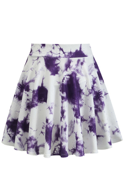 Ladies Casual Fashion Elastic Waist Tie Dye Printed Skirt