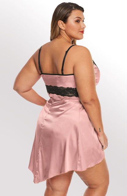 Rose Lace V Neckline Plus Size Babydoll