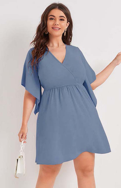 Women's Plus Size V Neck Short Sleeve Dress