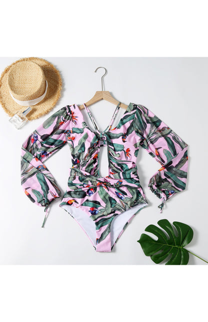 Women's Long-Sleeved, Sexy, One-Piece Print Bikini