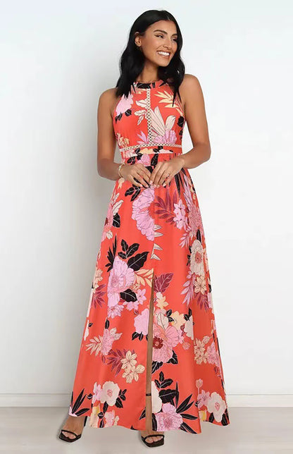 Women's Sleeveless Slit Floral Dress