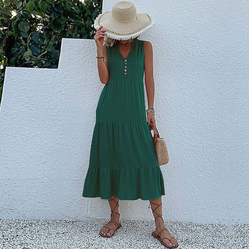 Women's Sundress Sleeveless Loose Casual Solid Color Dress