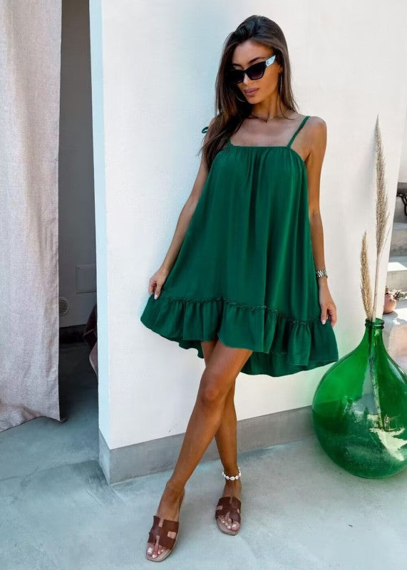 Women's Solid Color Strap Mini Sundress